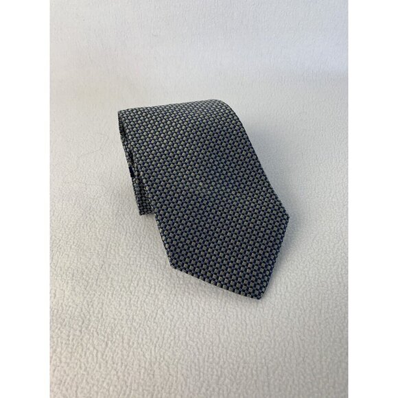 Tommy Hilfiger Tie Blue Yellow Silk USA Vintage NWT - Picture 2 of 10